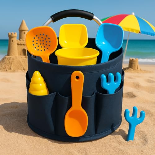 17L (5 Gal) Foldable Cleaning Caddy with Handle - Portable Supply & Tool Organizer | Organizador de Limpieza para Accesorios (Blue)