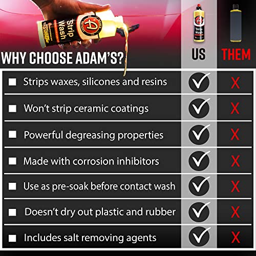 Adam's Polishes Strip Car Wash Soap (16 oz) - Sealant & Wax Remover Shampoo Salt Remover, Presoak, & Acidic Wash | Thick Suds For Use Cleaning Kit, Foam Cannon, Foam Gun, Sponge, Mitt, Chamois - size: 16 Fl Oz (Pack of 1)