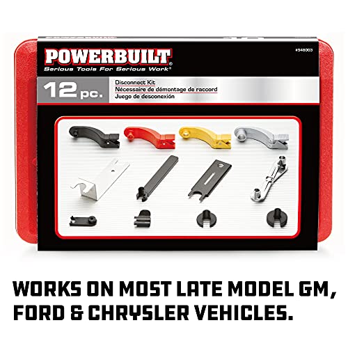 Powerbuilt 12 Piece Quick Disconnect Tool Set, Line Disconnect Tool Kit for A/C Fuel & Transmission Systems, Ford, Chrysler, and GM Vehicles - 948003