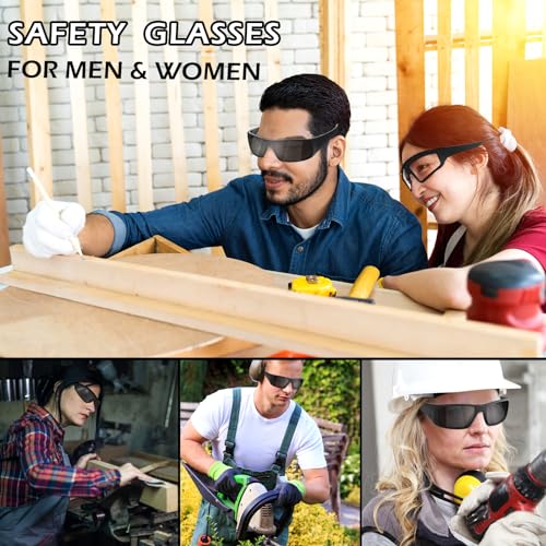 OXG Safety Glasses Protective Eyewear Men Women, ANSI Z87.1 Work Glasses Scratch Impact Resistant for Industrial Shooting - color: Grey-12