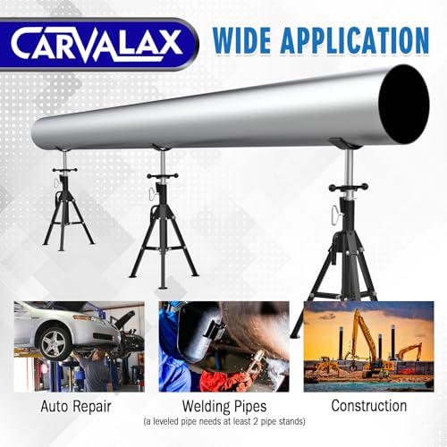 CARVALAX V-Head Pipe Jack Stands, Adjustable Pipe Stand for Welding | 28"-52" Adjustable Height, Fits 1/2" - 12" Pipe Capacity, 2500LB Load Capacity, w/Portable Folding Legs - color: Black