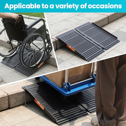 Portable Wheelchair Ramp 4ft, Non-Skid Aluminum Ramps for Wheelchairs for Home Steps, 800 LBS Capacity Handicap Ramp for Doorway, Homes, Threshold, Entry, Stairs 48" Lx 29.2" Wx2H - size: 4FT(Applicable height4"-12")