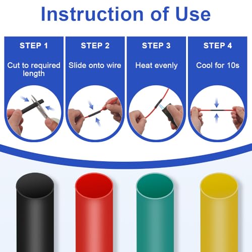 164Pcs 2:1 Premium Heat Shrink Tubing Kit (8Sizes), Heat Shrink Cable Wrap | For Industrial, Automotive & Household Use: Corrosion-Resistant, Insulating, Weatherproof by Ozidstu