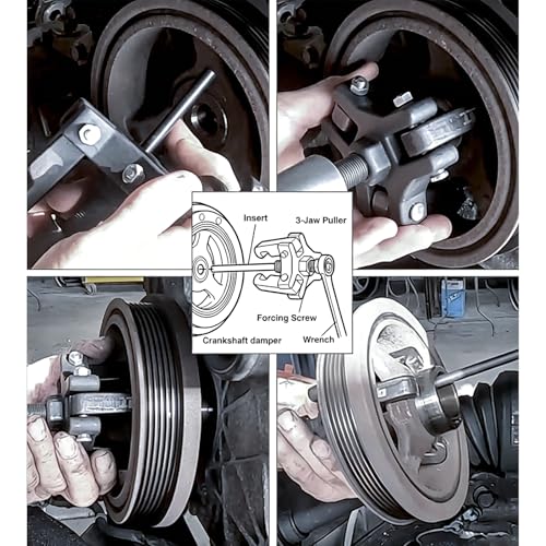 Harmonic Balancer Puller Kit, Adjustable Upgraded 3-Jaw Puller for Removal | Harmonic Balancer Damper Pulley Puller Kit, Compatible with Ford GM Chrysler Cadillac Chevy Trucks Mitsubishi - color: Blue Case