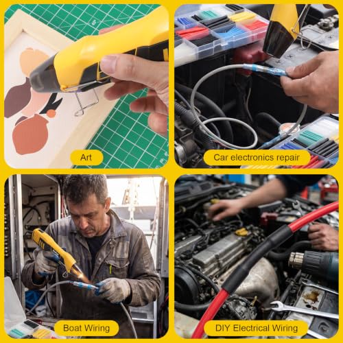 600Pcs Heat Shrink Tubing Kit with 350W 2-Temp Mini Heat Gun (5FT) | 2:1 Wire Shrink Wrap Tubing for Wiring Repair Automotive DIY Wiring Repair Crafting Embossing 5FT Power Cord