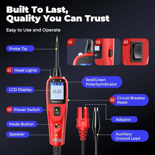Autel PowerScan Automotive Circuit Tester: 2026 Power Circuit Probe Tool, 12-24V Electrical Short Open Breaker Circuit Finder, AC/DC Current Resistance, Duty Cycle, 20FT Extension Cord for All Cars