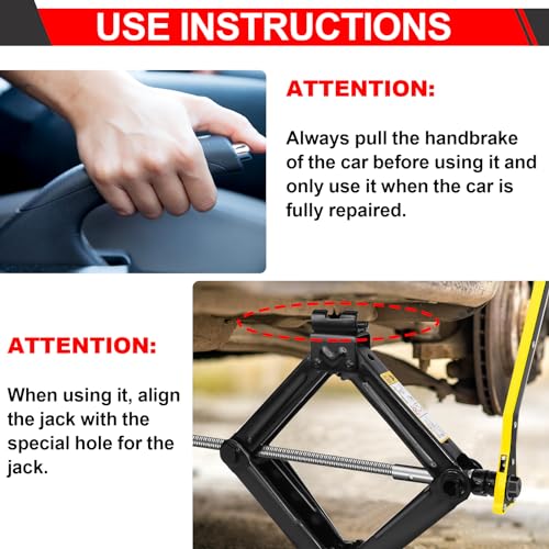 Car Jack Kit - Scissor Car Jack Max 2 Ton(4,409 lbs) Capacity Portable Emergency Tire Change Kit with Ratchet Lug Wrench - Saving Strength Design - size: Upgraded 2 Ton Scissor jack (1 pack)