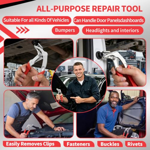 Car Clip Pliers Stainless Fastener Remover 3Pcs for DIY Auto Repair | Stainless Steel Pliers 2 Fastener Removers Spring-Loaded Dual-Action Design for Auto Trim Panel Door Dashboard Clip Removal