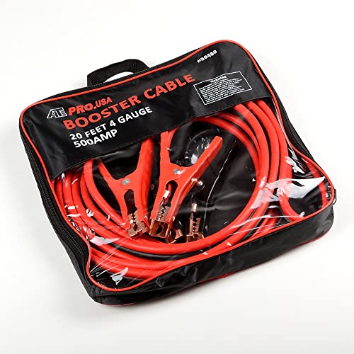 ATE Pro. Tools - 4 Gauge 20 Feet Jumper Cables, Booster Cables for Car, SUV & Trucks Battery, Heavy Duty Automotive Cables for Jump Starting Dead and Weak Batteries, Storage Carry Bag Included