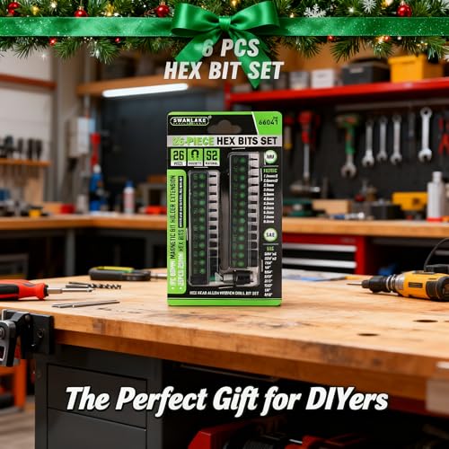 SWANLAKE 26-Piece Hex Head Allen Wrench Drill Bit Set, 1/4" Hex Shank Quick Change Bit Holder, Metric (1.5mm - 8mm) and SAE (5/64" - 5/16"), S2 Steel Hex Bits Set - style: Classic Version