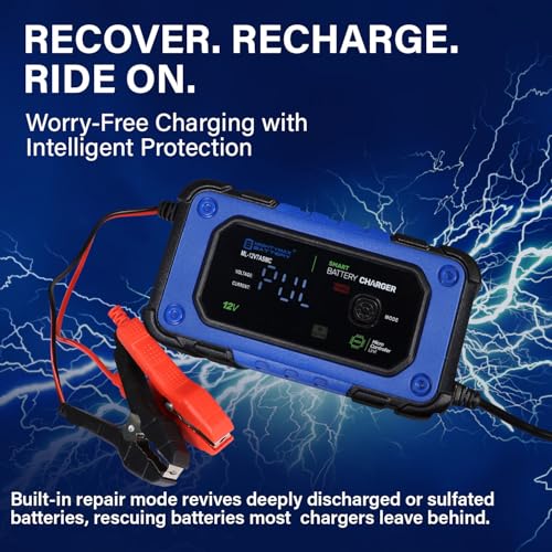Mighty Max Battery 12V 7A Smart Battery Charger and Maintainer with Repair Mode Compatible with LiFePO4, SLA, Gel, AGM and Wet Cell Batteries
