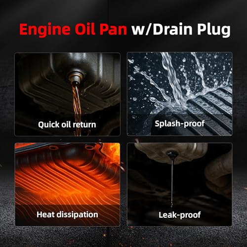 Oil Pan w/Drain Plug, Engine Oil Pan for Honda Civic 2001-2005 | for Honda Civic EX/GX/HX/EX Special Edition 2001-2005, L4 1.7L, 264-486, 264486, HOP30A, 11200-PLE-000, 11200PLE000 - size: for Civic EX/GX/HX/EX 2001-2005 L4 1.7L