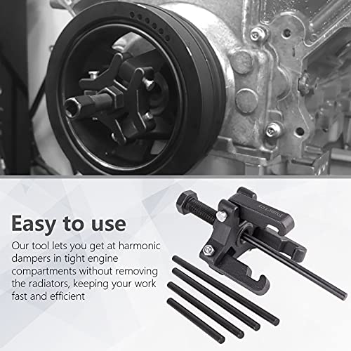 Harmonic Balancer Puller Set Remove Damper Pulley Puller 6PC Set Compatible with Ford, GM, Chrysler, Cadillac, Chevy Trucks, Mitsubishi