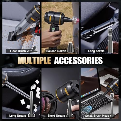 Car Vacuum Portable Cordless, 17000PA Cordless Handheld Car Vacuum Rechargeable, Brushless Motor with Digital Display, Mini Small Vacuums Cleaner for Office Desk Home Kitchen Car Pet Hair, Travel