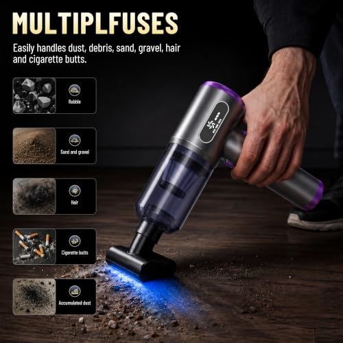Car Vacuum Cleaner,Handheld Vacuum,20000PA High Power - color: Gray and Purple