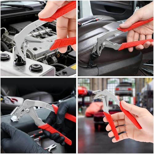 Car Clip Pliers and Trim Removal Tool, Heavy Duty Panel Clip Removal Pliers, Stainless Steel Leverage Design Non Slip Handle, Auto Fastener Rivet Remover for Door Panel Interior and Exterior Trim