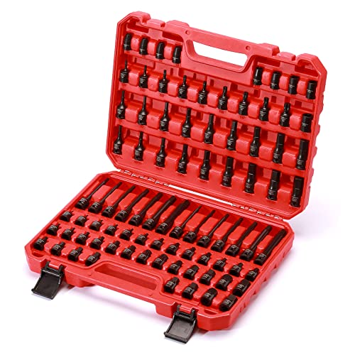 CASOMAN 84 Pieces 3/8" Dr. Master Hex & Torx Bit Impact Socket Set, CR-MO, SAE/Metric, Impact Grade, 3/8" Drive Allen Bit Socket Set