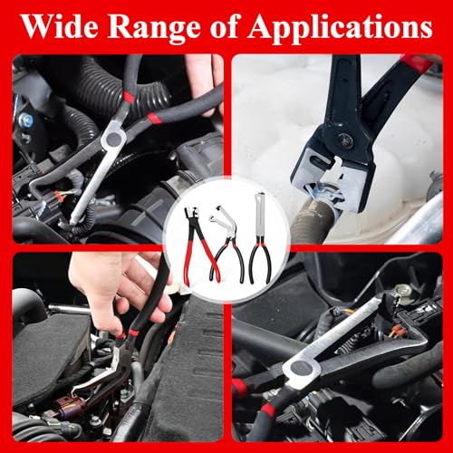 3 Packs Electrical Disconnect Pliers Automotive Electrical Connector Pliers & Fuel Line Clip Remover Tools Automotive Electrical Plug Connector Disconnect Tool/Fuel Injectors (2 Straight + 60 Dgree)