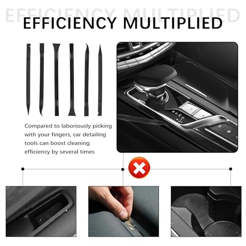 6PCS Car Detailing Pick Set,Car Detailing Tools with 6 Cleaning Heads for Vents,Seams,Cup Holders,Buttons & Interior Gaps,Universal Cars Cleaning Kit for Most Cars SUVs