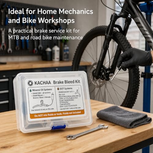 Bike Brake Bleed Kit for SRAM Maven/DB8 DB4 DB6 Mineral Oil & SRAM/Avid DOT 4/5.1 Hydraulic Disc Brakes, Dual-System Bleeding Tool Set, No Brake Fluid Included