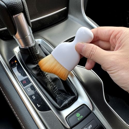Car Detailing Brush, Soft Bristle Cleaning Brush, Scratch-Free Auto Duster Tool for Dashboard, Air Vents, Leather & Interior Cleaning (White&Brown) - color: White&Brown