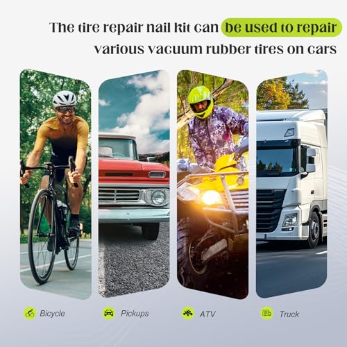 NACHLYNN 40 Pcs Tire Repair Rubber Nail Kit Tire Repair Nails with 2 Sizes and Screwdriver for Car Motorcycle Truck