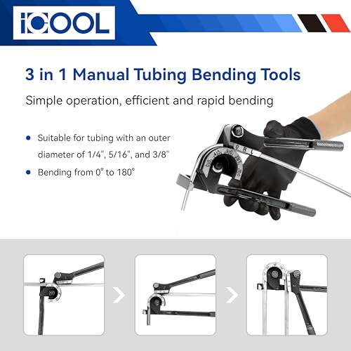 ICOOL 25 ft 3/16" Zinc Coated Brake Line Flaring Tool Kit with 20 Fittings and 4 Unions Brake Line Fittings, Brake Line Kit with Tube Bender and Reamer