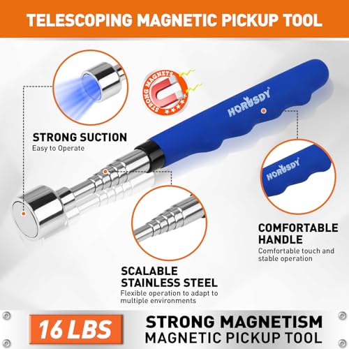 HORUSDY 4PCS Telescoping Magnetic Pick Up Tool Kit, Magnetic Sweepers Set with 360° Inspection Mirror, 2 Telescoping Magnetic Pickup Tools (5–25.6/6.9–29.5 in) & 24 in Flexible Claw Grabber - style: 4PCS Telescoping Magnetic Pick Up Tool Kit