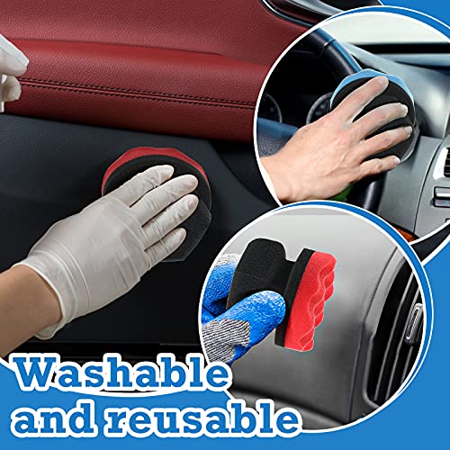 3 Pieces Tire Shine Applicator Pads - Dressing Sponge Foam Gel Wet Car Detailing Reusable Cleaning Supplies (Black, Red, Blue, 3.15 Inch) - color: Black, Red, Blue, size: 3.15 Inch
