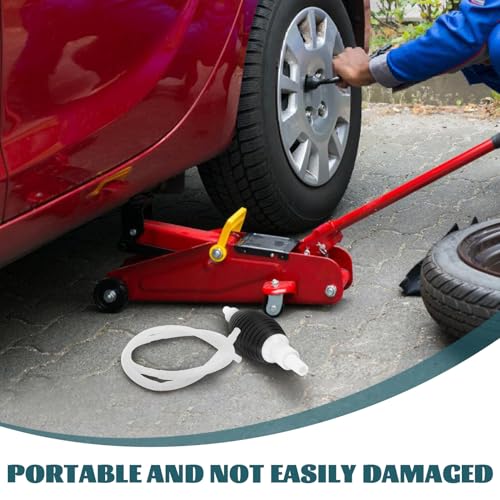 Manual Hand Fuel Transfer Pump with Corrugated Siphon Hose and Plastic Wall-mount Bracket for Gasoline Diesel Water Fluid Transfer Versatile for Vehicle and Agricultural Use