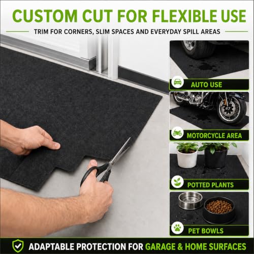 Oil Spill Mat 31" x 36", Absorbent Felt Pad with Waterproof PE Backing, Washable Reusable Garage Floor Mat for Motorcycle, Trash Cans, Gardening Tools and Spot Maintenance