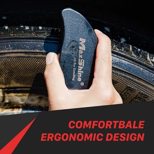 Maxshine Universal Ergonomic Tire Brush with Wood Handle – Professional Detailing Tool for Cleaning Car Tires, Wheels & Rims – Durable Design for Repeated Use & Long-Term Performance