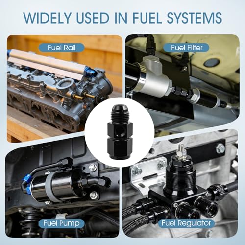 Gauge Port Fuel Pressure Take off Fitting Adapter Aluminumwith 8AN Male with 1/8 NPT Gauge Port Hose Adapters Aluminum Black (AN8-AN8-M-1/8) - size: AN8-AN8-M-1/8