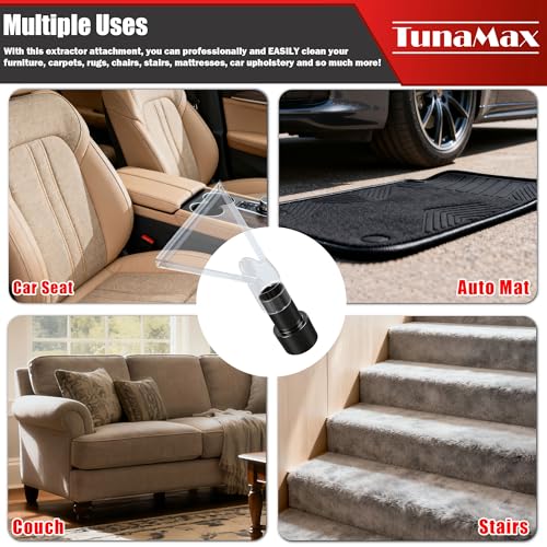 TunaMax Universal Work with All Vacs with 2-1/2" & 1-7/8" &1-1/4" Three Adapters Extractor Attachment for Upholstery & Carpet Cleaning & Auto Detailing - size: Small+Large