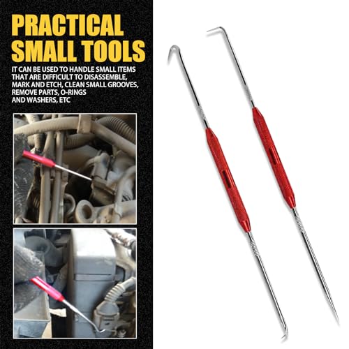 Pack-2 Hook and Pick Set Puller Remover, Precision Hook and Pick Set, Car Oil Seal/O-Ring Seal Gasket Pick Tool Set, for Most Cars (Red)