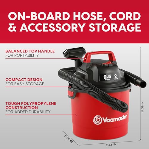 Vacmaster 2.5-Gallon* 2 Peak HP Wall Mountable Wet/Dry Vacuum – VOM205P 1101 - style: Plug-in Edition