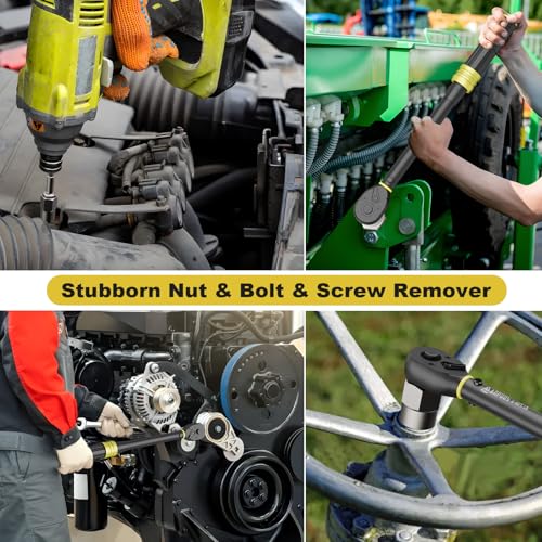 ANPUDS 24 Piece Bolt Extractor Kit, 1/2" and 3/8" Drive Impact Bolt & Nut Remover Set, Stripped Bolt Extractor Set, Lug Nut Removal Tool for Removing Damaged, Frozen, Rusted, Rounded Bolts, Nuts Screw