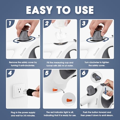 Pressurized Handheld Steam Cleaner with 14 pcs Accessories 15.2OZ Multi-Purpose Portable Steamer for Cleaning, Multi-Surface Steamer for Home, Floor, Grout