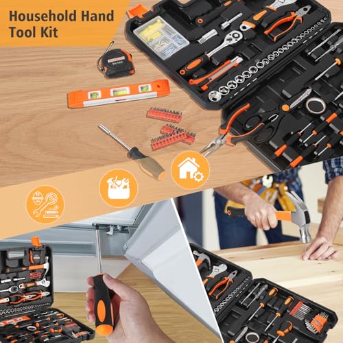 GarveeTech 247 Piece Tool Set, General Home/Auto Repair Tool Kit, Combination Package Mixed Tool Set Hand Tool Kit with Plastic Toolbox Storage Case - size: 247pcs