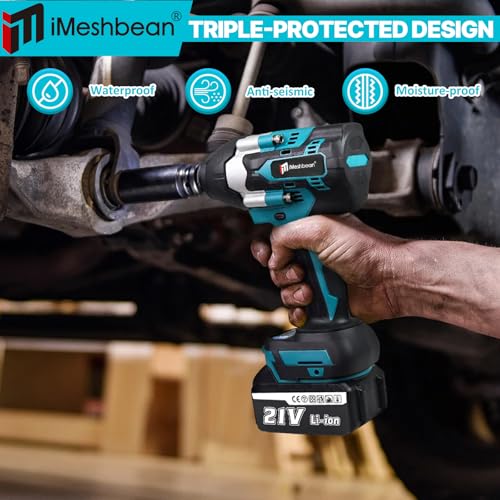 Cordless 1/2 inch Brushless Impact Wrench,1000Nm(738ft-lbs) High Torque Brushless Impact Gun with 2pc 5.5AH Battery,6 Impact Sockets,Fast Charger,Storage Case,Power Impact Wrench for Car Truck