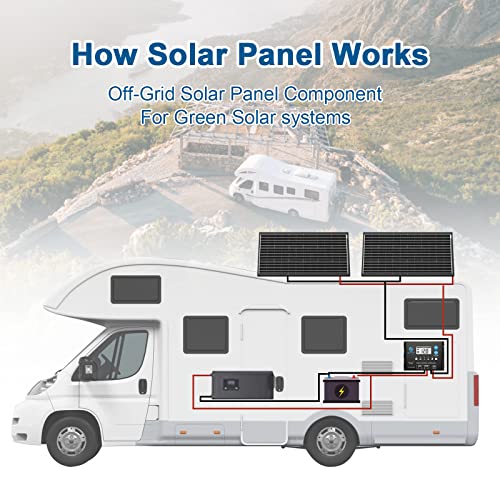 ACOPOWER Solar Panel 100 Watt 12V Black Monocrystalline High-Efficiency Module Off Gird PV Power with Solar Connectors for Battery Charging Boat Caravan RV - size: 100W