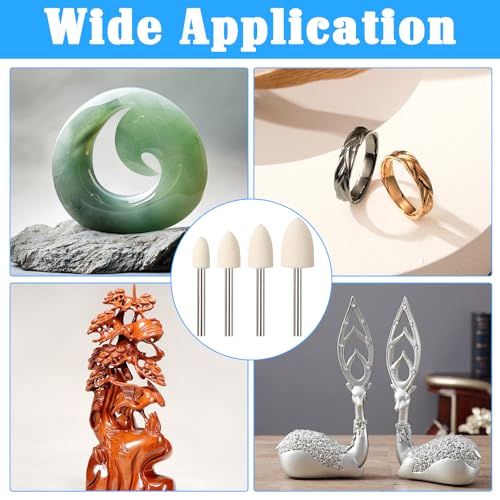 40Pcs Polishing Bits 1/8 Inch Shank Wool Polishing Points Cone Shape Wool Buffing for Dremel Rotary Tool (6mm/8mm/10mm/12mm)