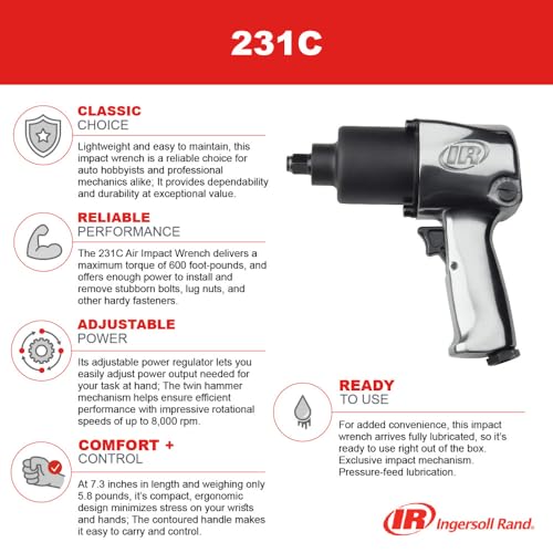 Ingersoll Rand 231C 1/2-Inch-Drive Air Impact Wrench - size: 1/2" Impact - Front Exhaust