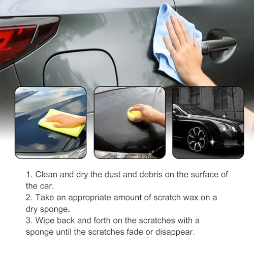 Scratch Remover for Vehicles - Car Paint Scratch Remover with Sponge & Wipe, Car Scratch Repair Kit for All Color, Auto Detailing Polish for Light to Deep Scratches (2PCS)