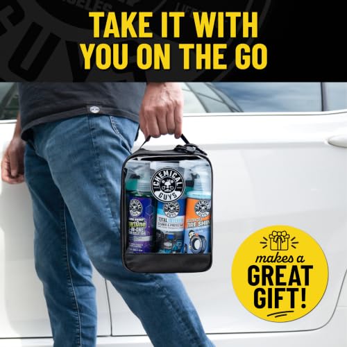 Chemical Guys, Raging Rhino Exterior, Interior & Tire Shine Kit | All-in-one exterior spray, interior cleaner, tire shine, microfiber towels and applicators in a storage bag, giftable set - size: 17.33 Fl Oz (Pack of 3), style: Quick Detailing Kit With Ba