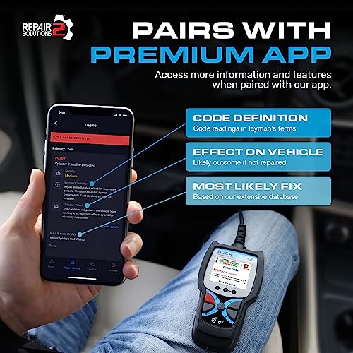 BLCKTEC 420 Bluetooth OBD2 Scanner Diagnostic Tool - Vehicle Code Reader for Car - Clears Check Engine Light - Comes with Premium OBD App On IOS & Android - Works For All Cars 1996 & Newer - size: Screen Size 1.8"