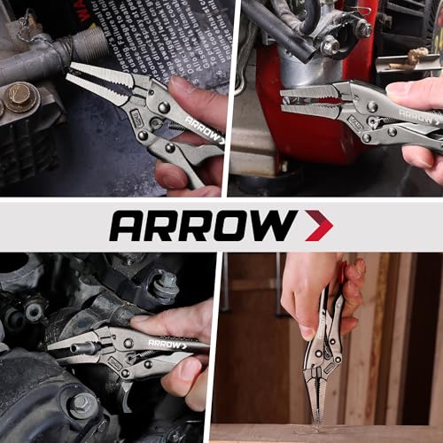 ARROW 6.5 in Needle Nose Locking Pliers, CR-MO Jaw, Long Nose Locking Pliers, Adjustable Clamping Pressure with Through-Hole Screw, Trigger Release, Ideal for Tight Spaces - size: 6.5 in