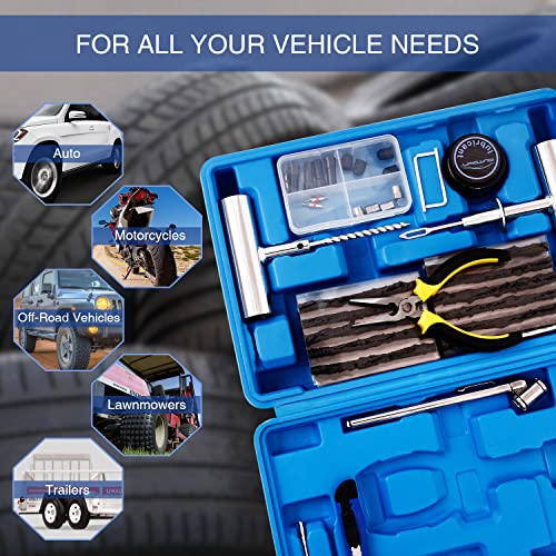 AUTOWN Tire Repair Kit - 68pcs Heavy Duty Tire Plug Kit, Universal Tire Repair Tools to Fix Punctures and Plug Flats Patch Kit for car Motorcycle, Truck, ARB,ATV, Tractor, RV, SUV, Trailer - size: 67pcs