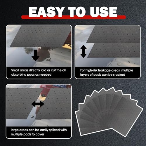 10PCS 13"x10.1" Oil Absorbent Pads for Car,Essential Car Oil Spill Mat Serve to Adsorb Oils & Fluids,Reusable Cars Oils Pads for Garage & Under Vehicles Automotive Accessories