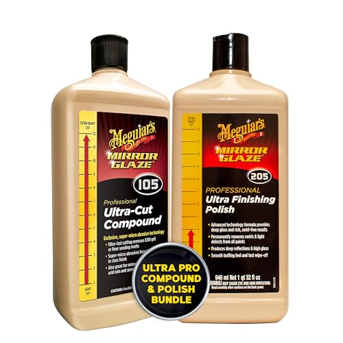 Meguiar's Mirror Glaze Bundle, Compound & Polish Car Care Kit —Ultra-Cut Compound & Ultra-Finishing Polish For A Scratch-Free Gloss; Use On Exterior Paint And Clear Coat On Cars, Trucks & Suvs
